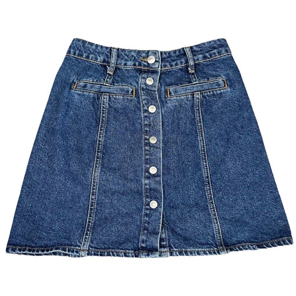 Pull & Bear Denim Button/Snap Front Mini Skirt Eu… - image 5